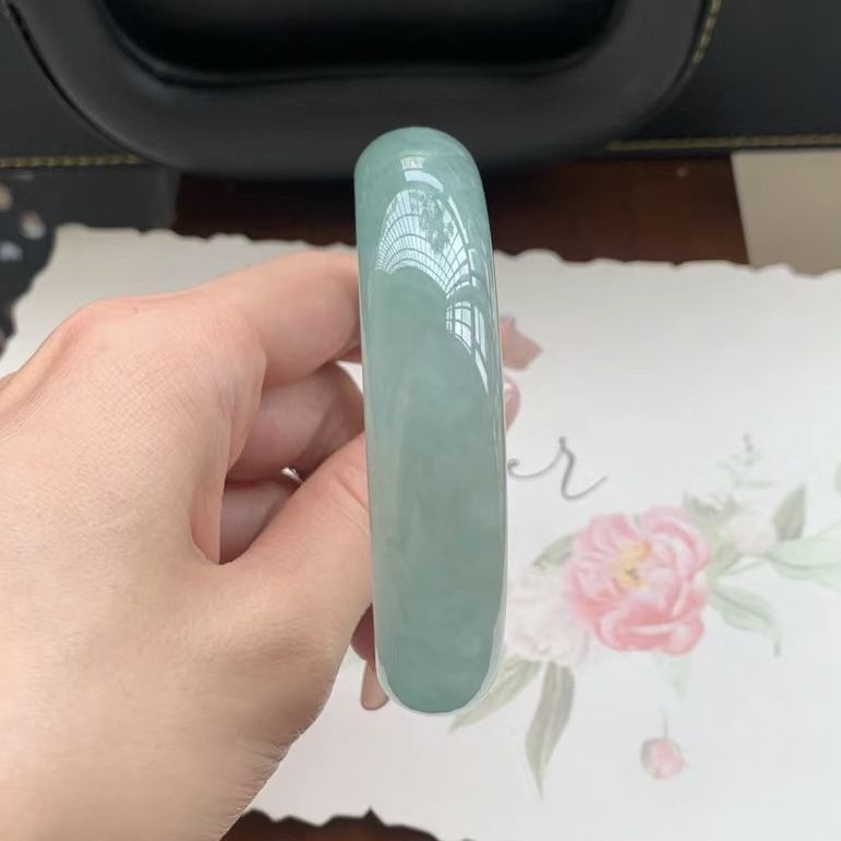 Vòng tay ngọc bích tự nhiên Myanmar hàng A, phong cách bán sơn thủy, đường kính trong 52–64 mm chi tiết 8