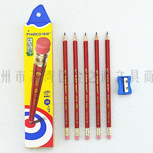 Marco 4218E-12CB lápiz hexagonal 2B/HB goma cabeza escritura lápiz 12 piezas estudiante niños aprendizaje