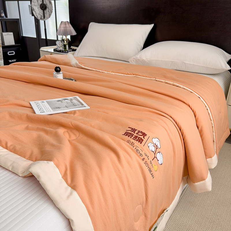 Summer Cooling Quilt Student Dormitory Air-Conditioned Quilt Summer Skin-Friendly Naked Sleeping Quilt Cooling Breathable Summer Pure Color Quilt Core