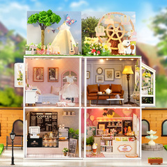 スマートハウスdiy小屋私の小さなシーンミニチュア3d立体建築モデルの組み合わせ家のアイデアプレゼント