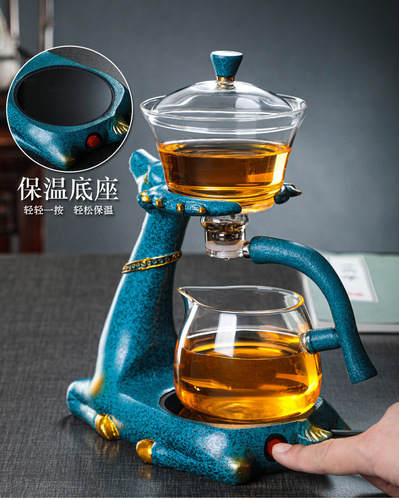 Kungfu tea set fully automatic glass creative tea maker household simple lazy tea maker teapot set