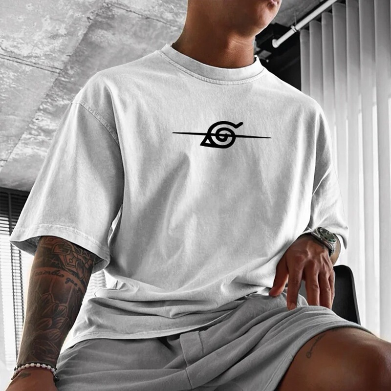 Classic Manga Naruto Short-Sleeve Round-Neck Clothing Japanese Trendy Brand Anime Merchandise Cross-Border T-Shirt Straight-Cut Cotton