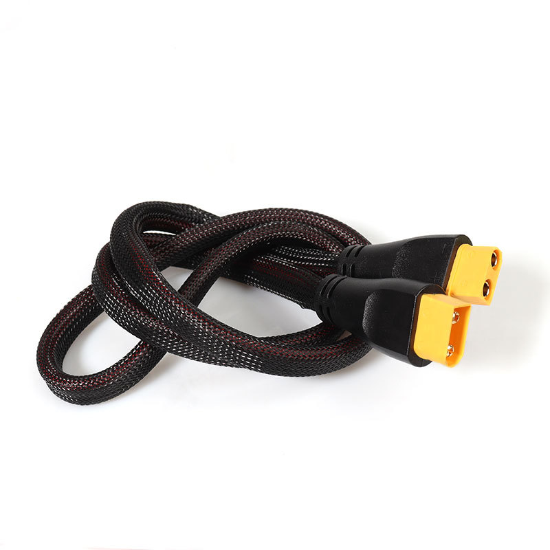 Electric Vehicle Xt90 High-Power Conversion Connector 8Awg 9Awg with Flame-Retardant Mesh Integrated Male-Female Extension Cable