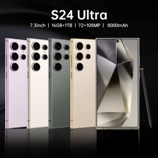 Смартфон S24 Ultra, 7.3-дюймовый экран с вырезом, 16 ГБ + 1 ТБ, быстрая зарядка, Android