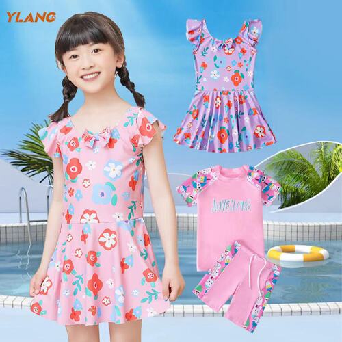 Children's swimsuit, new style one-piece or two-piece dresses for girls, middle and large children, sun protection swimsuit, training swimsuit set