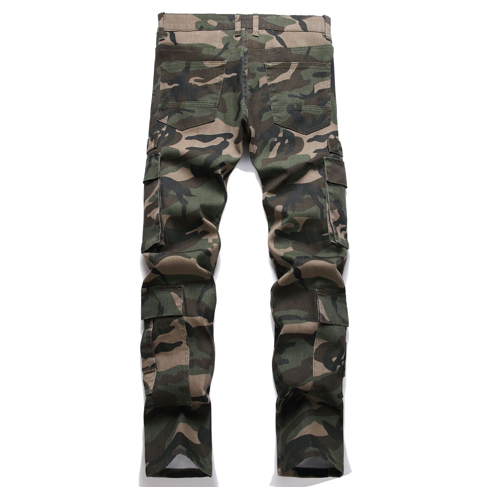 Men's Casual Camouflage Slim-Fit Straight-Leg Cargo Pants With Multiple Pockets (Unisex Slim Straight Style)_mkmklike.com