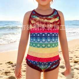 女童宝宝女婴幼儿连体小清新彩色泡泡泳衣1-3-6岁小童儿童游泳装