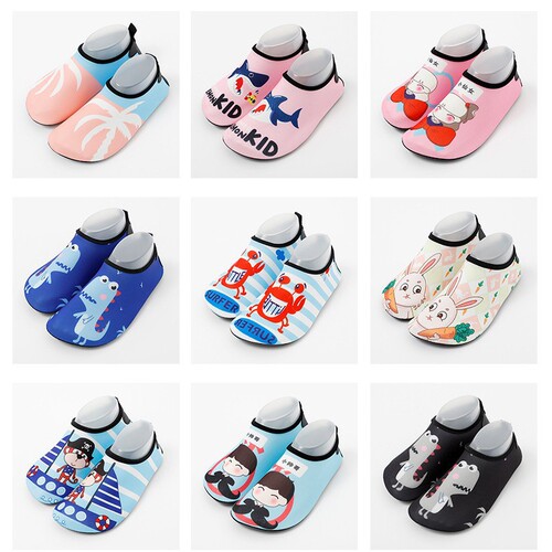 Cross-border children's beach shoes, non-slip, soft-sole printed outdoor wading and river tracing shoes, indoor sports, floor socks, fitness shoes