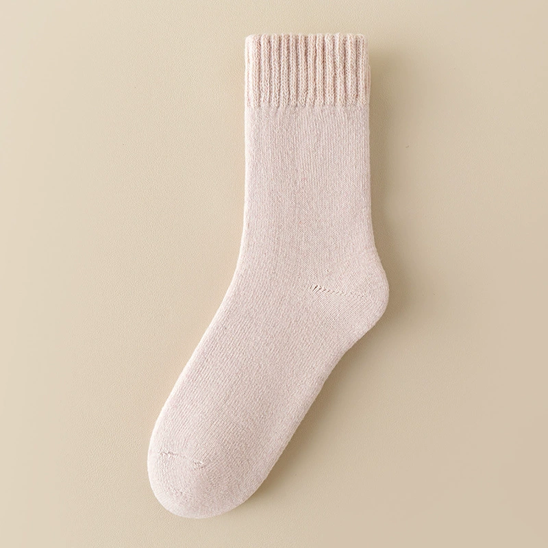 Women’s mid‑tube winter wool socks, solid colors, warm (mid‑calf)