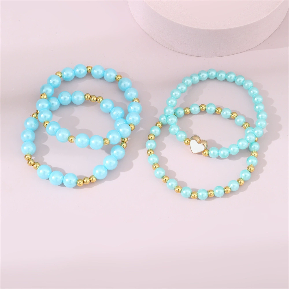 Children's bracelet from pearl, fashionable set, European style, simple and elegant design, 4 piece set