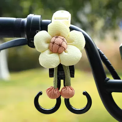 Rotating Dual Hook – Other Electric Vehicle Accessories - beige-ribbon-double-hook-bread-flower-short-style-22cm