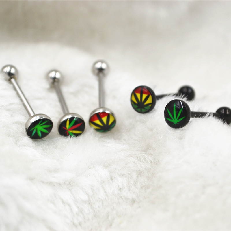 Novelty Fashion Simple Style Maple Leaf Stainless Steel Plating Tongue Nail