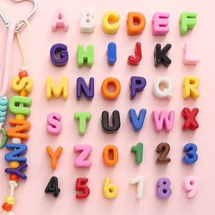 Acrylic Large Hole Digital Alphabet Bead Accessories DIY Handmade Bracelet Mobile Phone Chain Keychain Jewelry Accessories