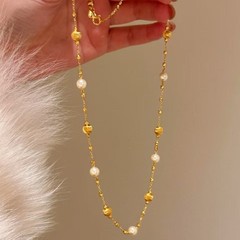 ライトラグジュアリーキャットアイシージアパールネックレスニッチハイエンドスタッキングネックレス