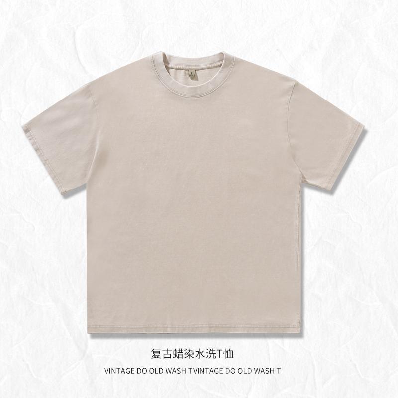 230g de algodón pesado lavado y viejo camiseta retro marca de moda American High Street marca de moda marca de moda logotipo de impresión de bricolaje