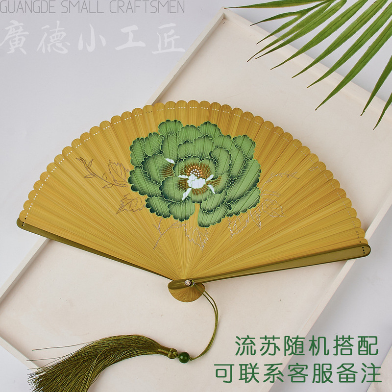 全竹折扇新中国風ミニ扇子古風チャイナドレス小折扇レトロ持ち歩き折り畳み扇女|undefined