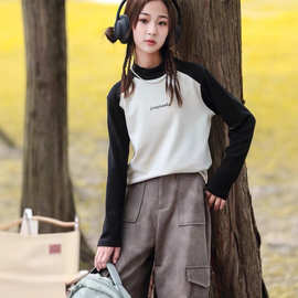 儿童上衣童装春秋季女孩女童打底衣服宝宝内搭圆领保暖上衣新品潮