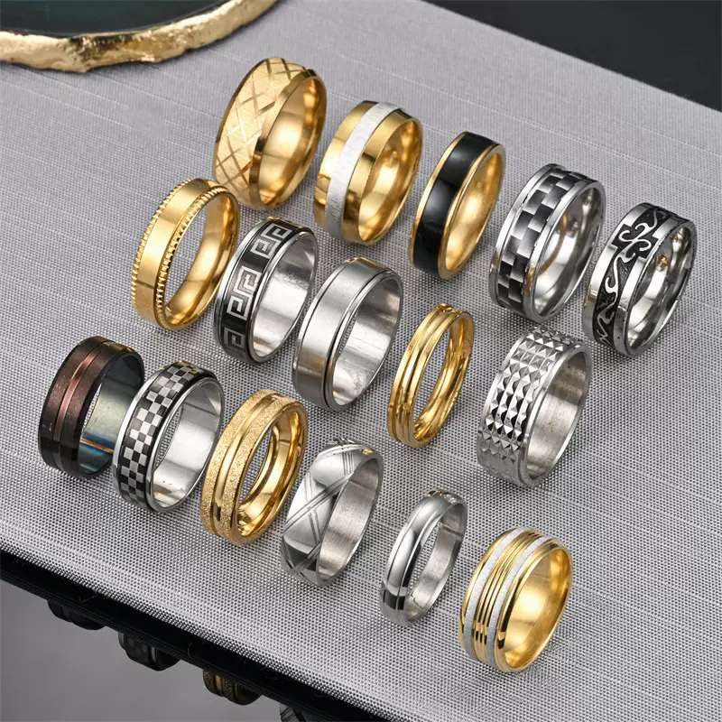 跨境爆款饰品不锈钢可转动戒指男钛钢欧美亚马逊情侣指环厂家批发