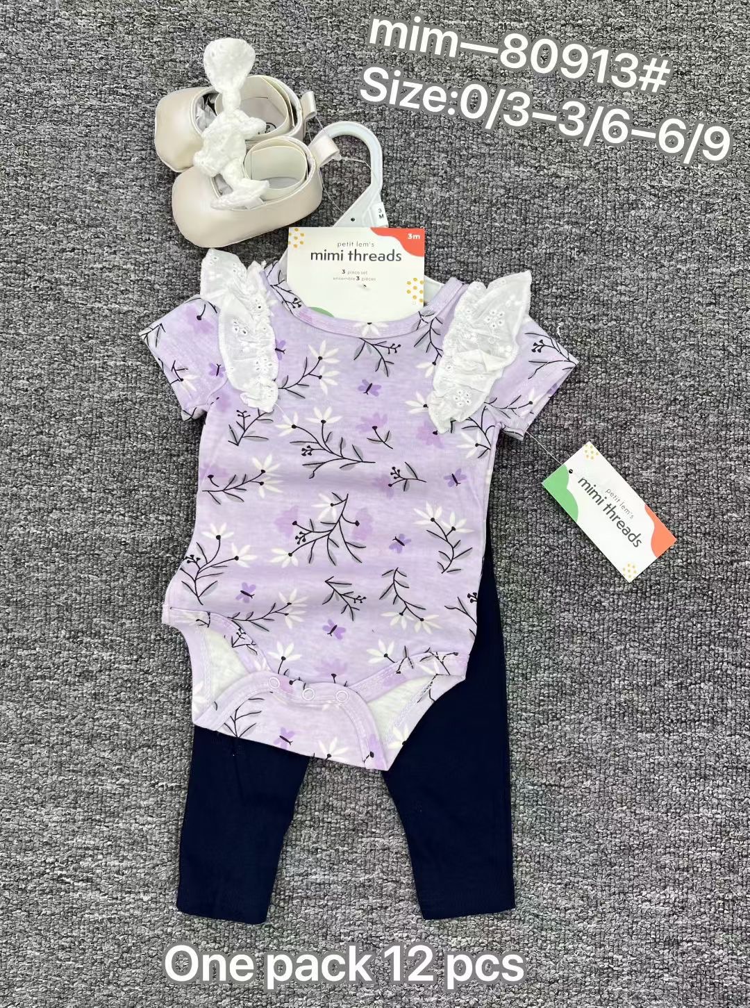 Comercio exterior bolsas de bebés recién nacidos de verano mangas cortas tres piezas con zapatos 3 piezas ropa de bebé al por mayor image 8