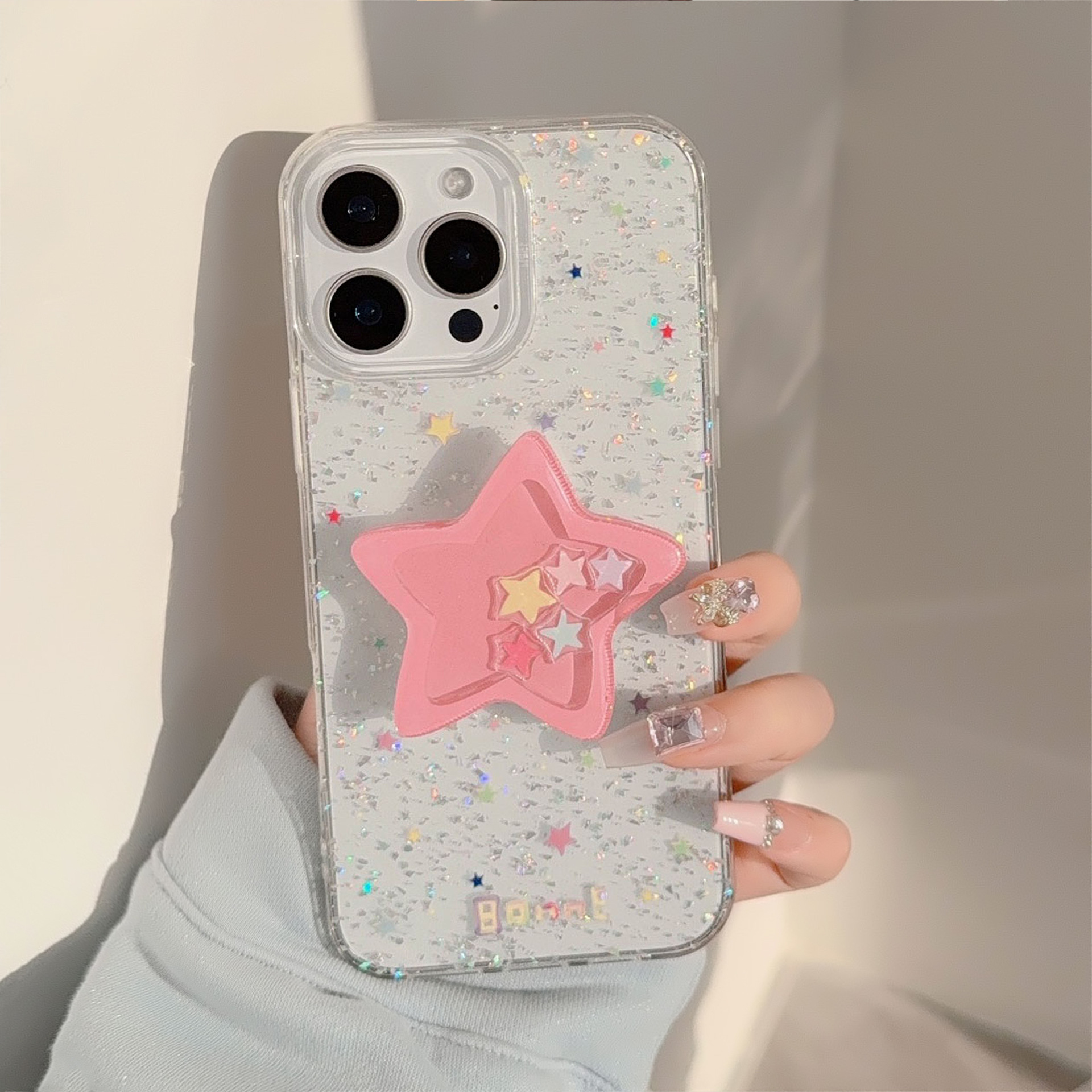 50g Weight iPhone Applicable Brands Phone Cases Classification PC, tpu Material Star Pattern Cute Style Painted Craft PC Tpu Star Painted Cute Phone Cases Phone Accessories 6