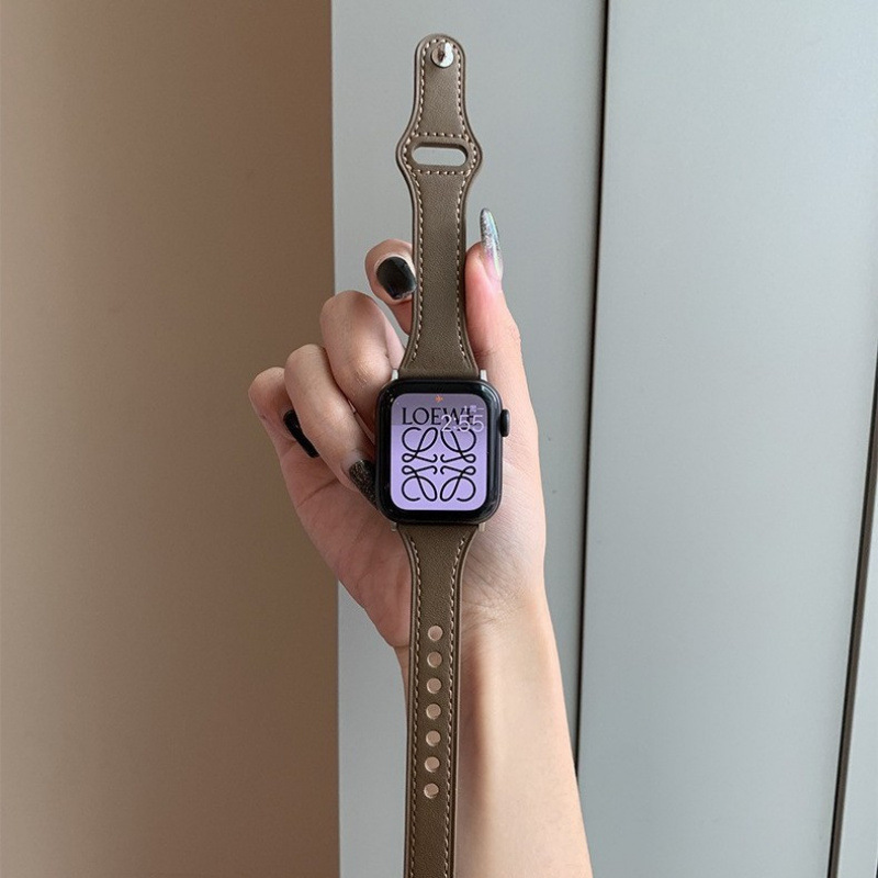Suitable for iwatch8 Strap Leather Thin Small Waist series6 Apple Watch applewatch9 Generation 7 Strap