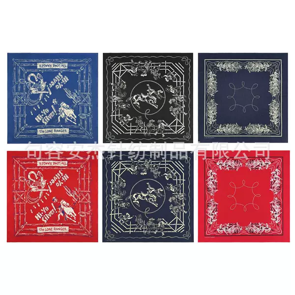 Cotton 55CM American Style Retro Printed Square Scarf Western Denim Competitive Headscarf Motorcycle Riding Face Scarf Scarf Scarf