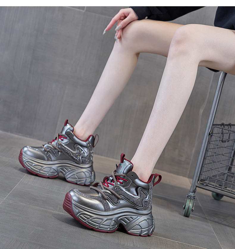 Giày sneaker nữ đế dày tăng chiều cao 9cm phong cách hot trend 2026 — Lớp lót đơn màu tím M2695, M2695- 1m màu cộng với nhung, Lớp lót đơn màu M 2695m, M2695-1 nâu cộng với nhung chi tiết 34