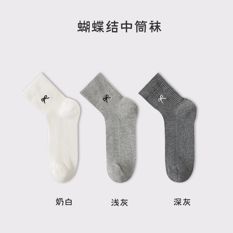 Calcetines de ballet de mujer primavera y verano, algodón japonés bordado, arco, calcetines de pila, Zhuhai al por mayor