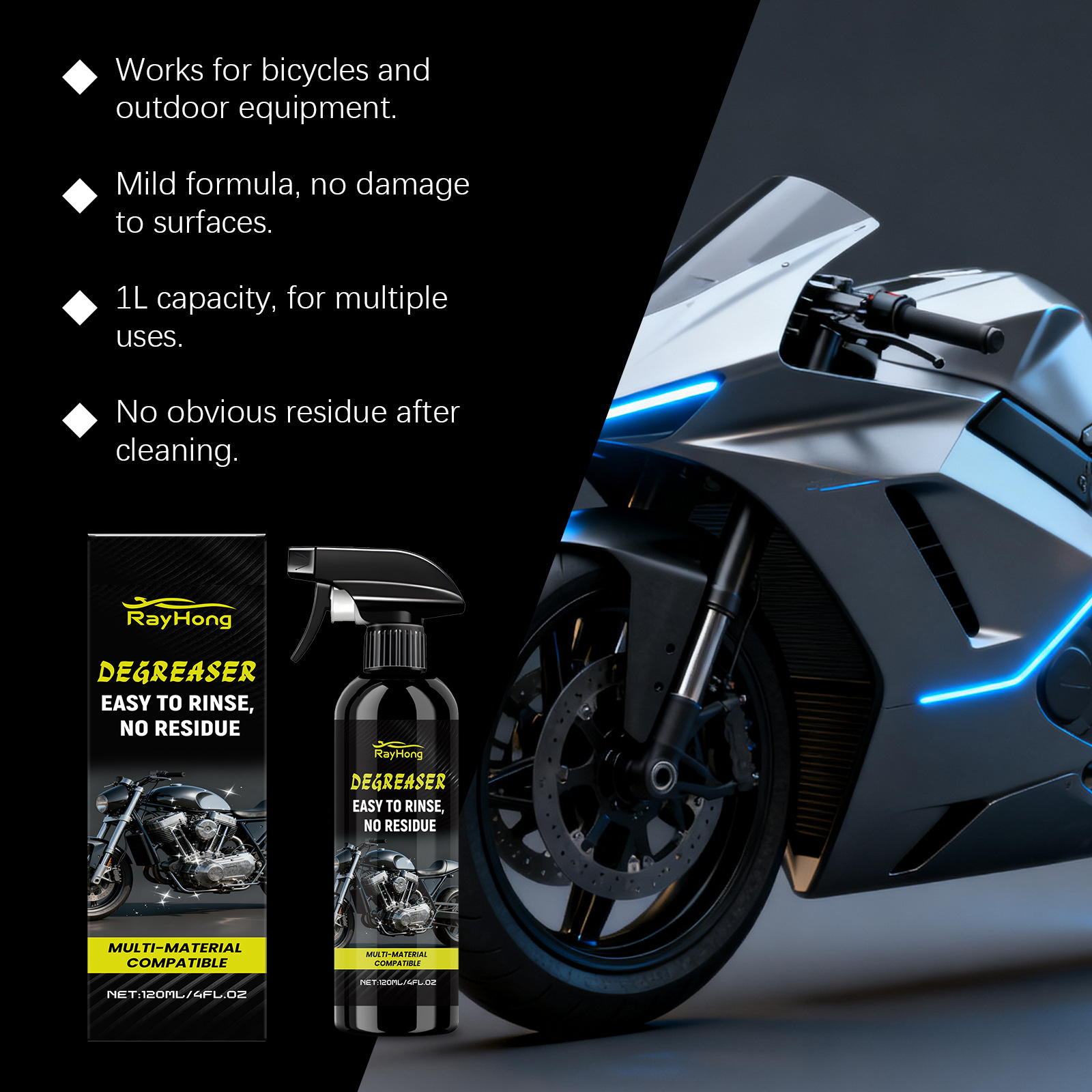 Rayhong Car Wash Liquid, Motorcycle Cleaning Tire Stain Removal, Maintenance and Daily Care Cleaner
