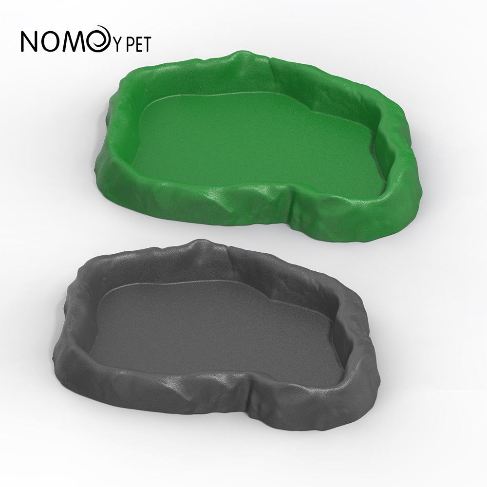 NoMo Lizard Bearded Dragon Imitation Rock Plastic Horned Frog Pet Snake Bath Tub Water Bowl Reptile Feeding Bowl