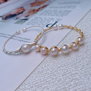 Zhuji freshwater round pearl bracelet 14K electroplating hand-wound bracelet women's adjustable fashion jewelry wholesale