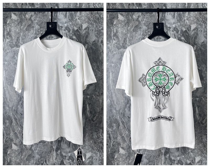24クロスボーダートレンディブランドCh Crow*Horseshoe SanskritラウンドネックTシャツ半袖万能男女Tシャツスポット卸売|undefined