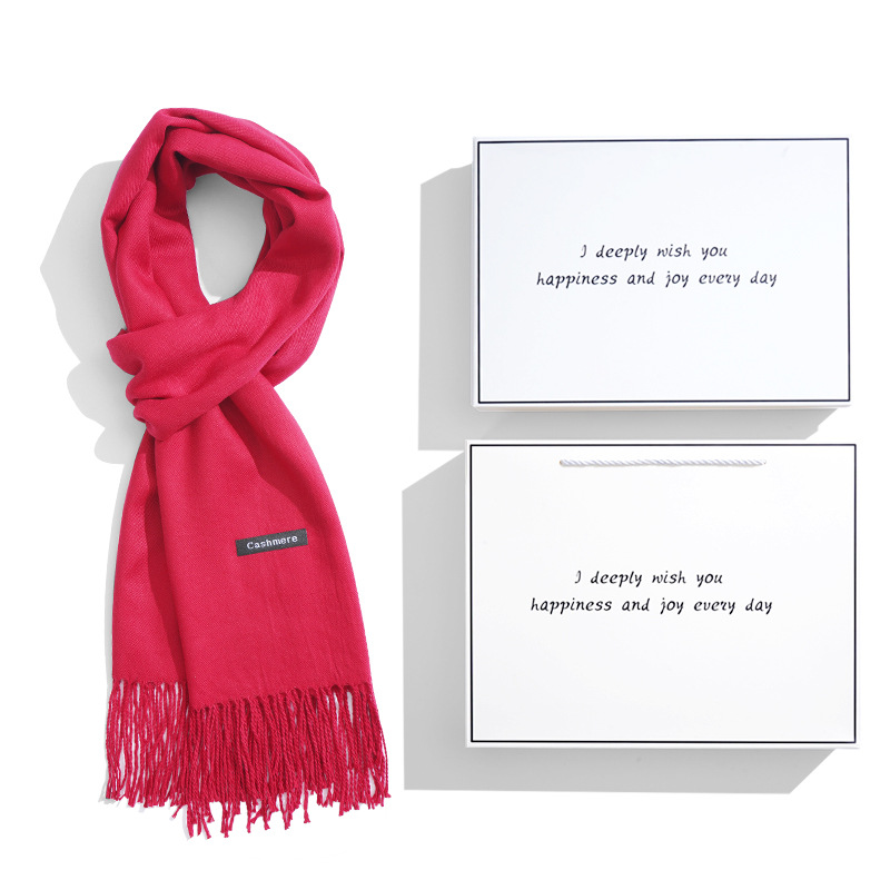 White gift box + red scarf