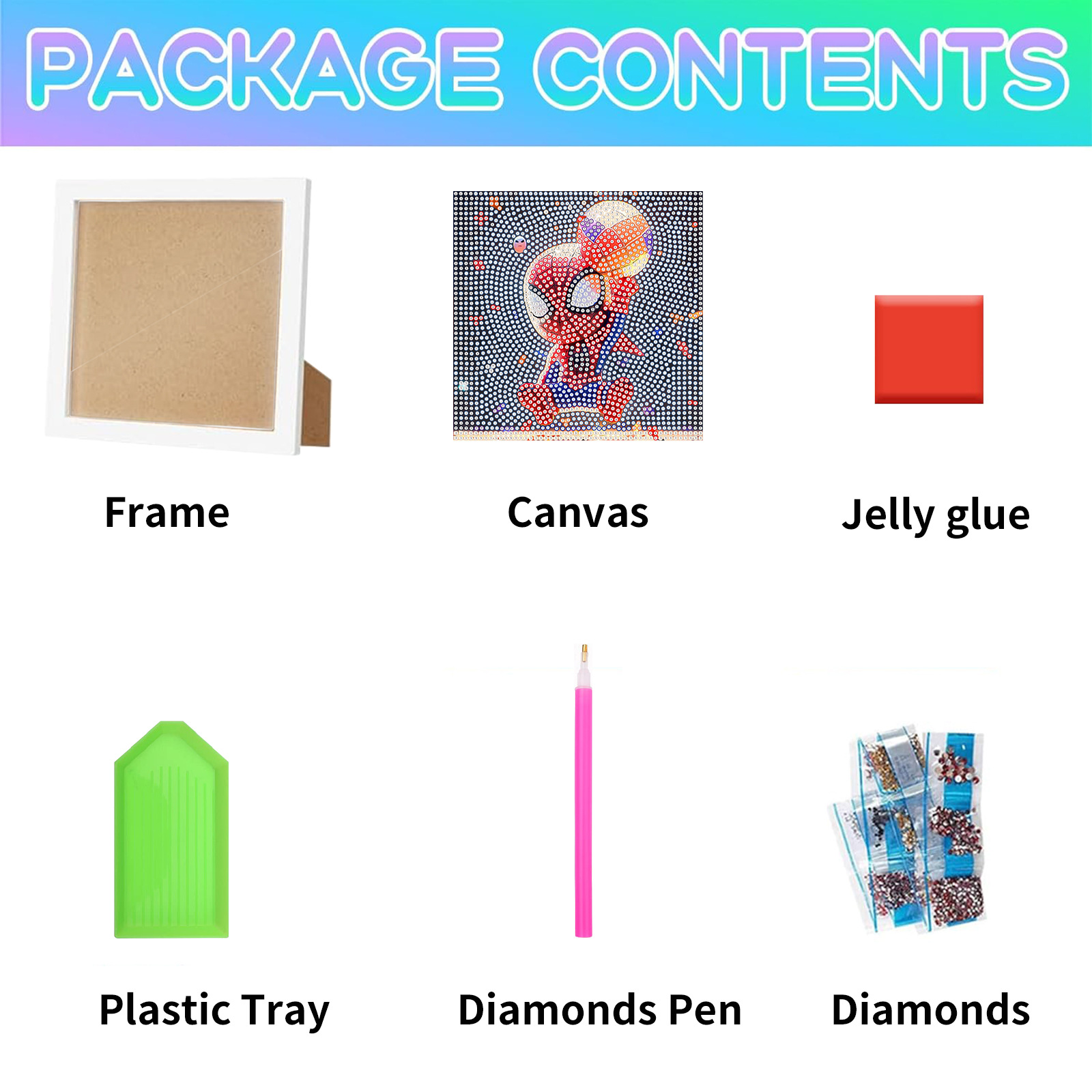 Marvel Spider-Man Diamond Painting con marco de dibujos animados Diamante diy Material de pegado hecho a mano para niños Juguete educativo Regalo