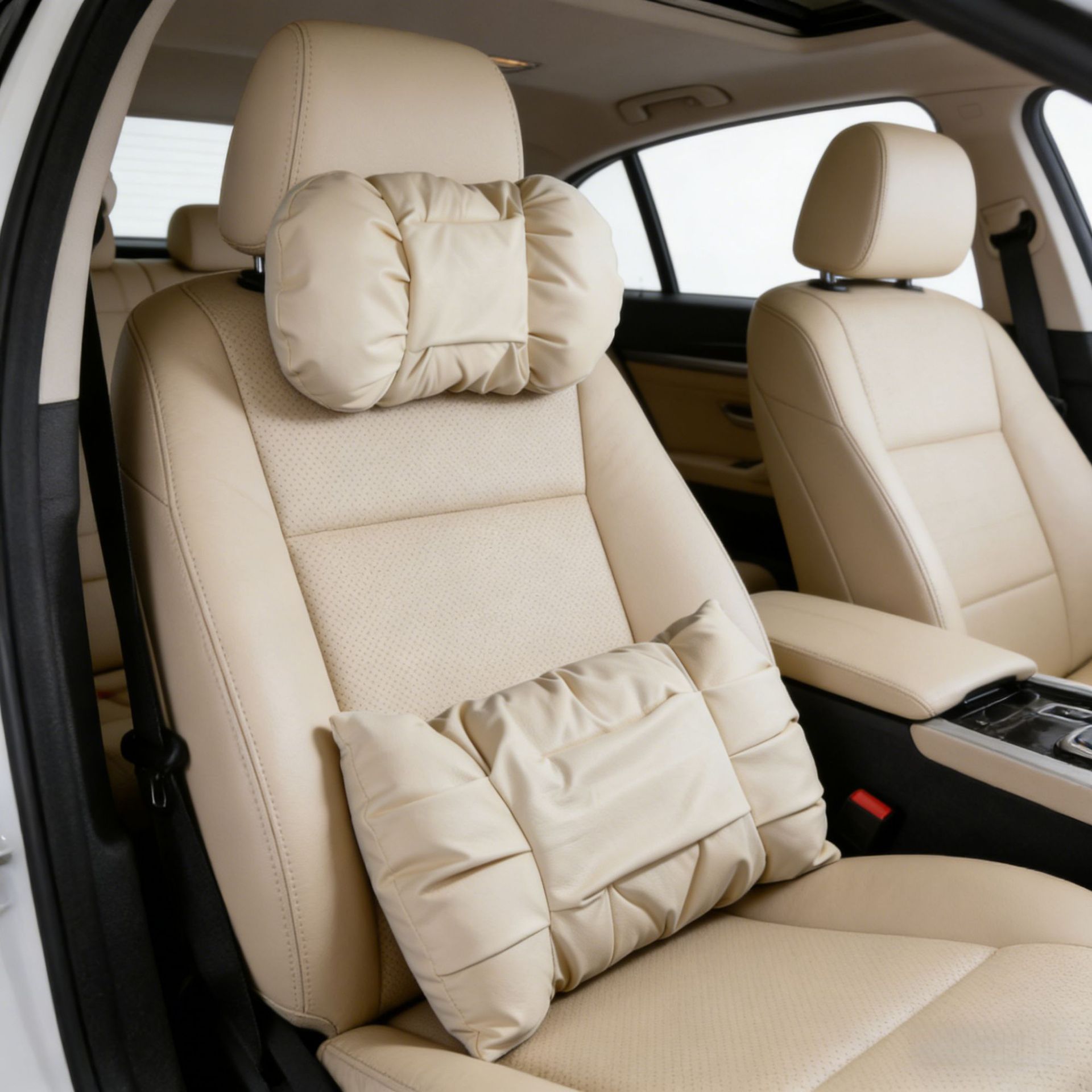 Car Headrest and Lumbar Support, Suede Leather, La Wenjie Bubble Style Neck Pillow, Comfortable and Soft Car Seat Pillow
