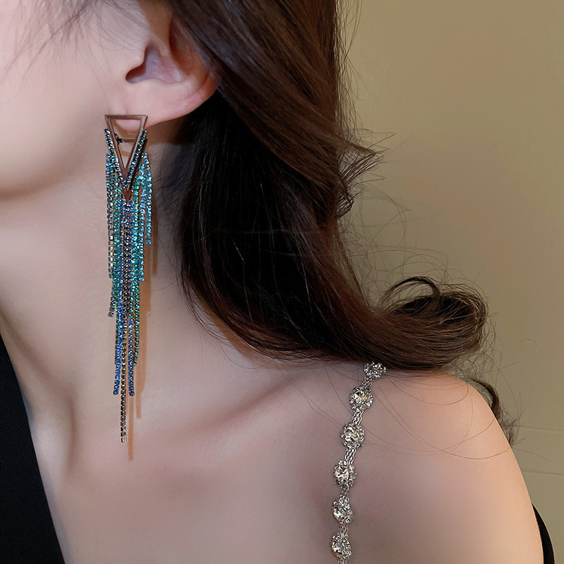 Fashion Tassel Metal Plating Artificial Rhinestones Womenu0027S Earrings 1 Pair