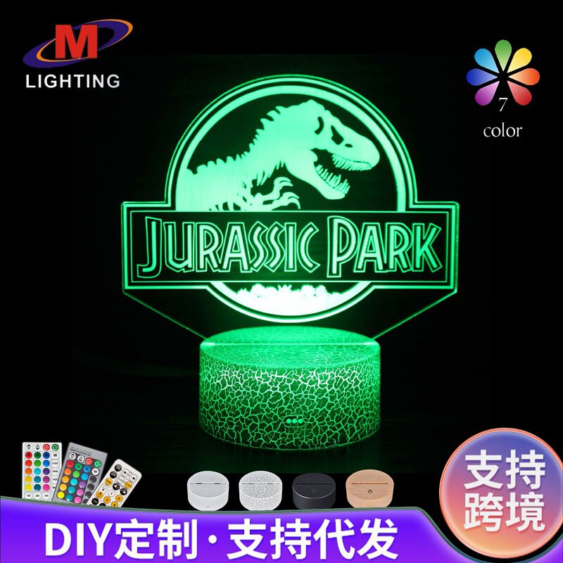 Dinosaur Series Colorful 3D Night Light Led Touch Remote Control Creative Christmas Gift 3D Desk Lamp Smart