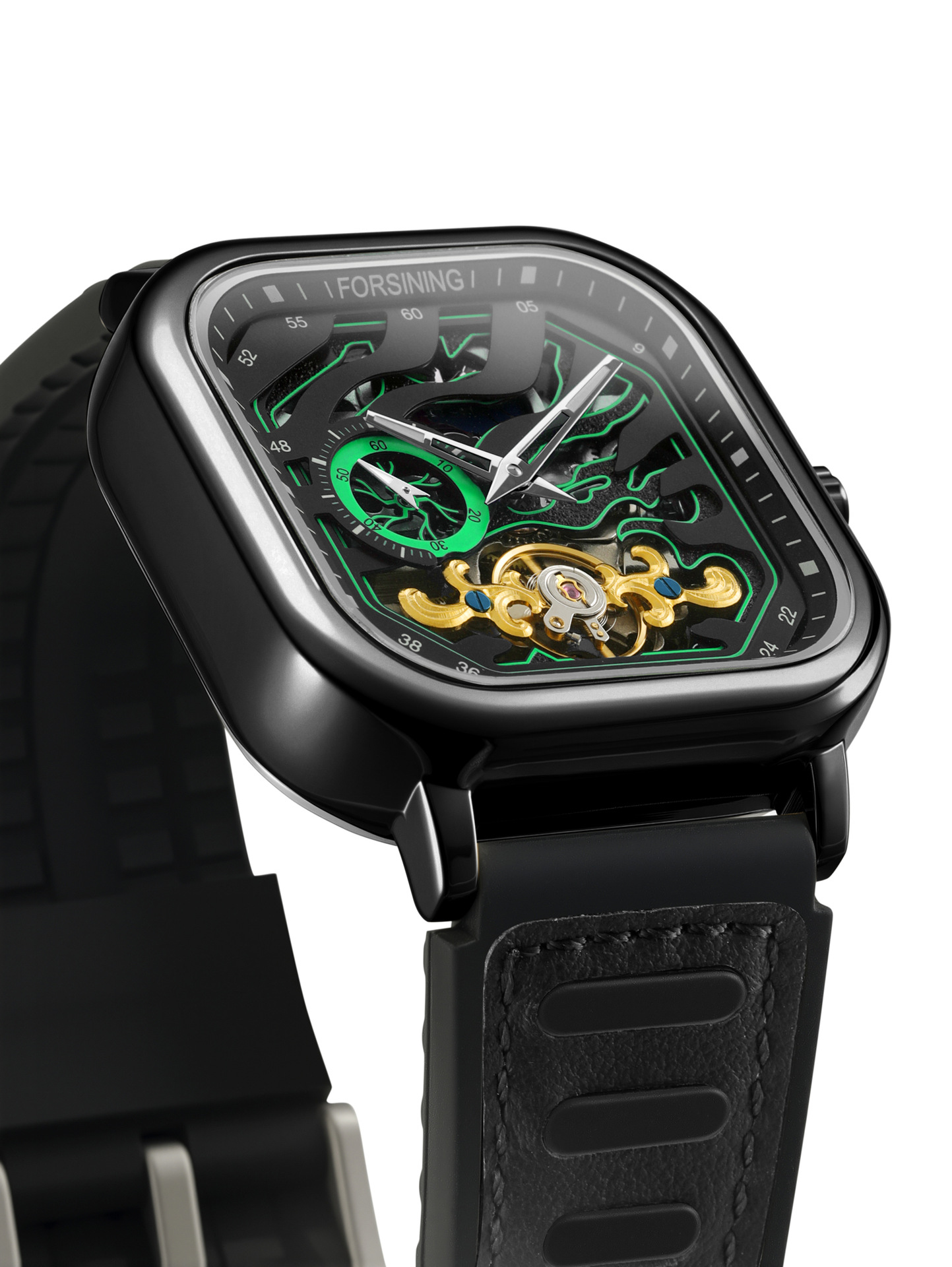 Automatic Mechanical Square Watch European Style Men’s Clock_voghion.com
