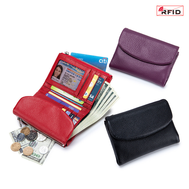 本革ショートウォレット RFID ファッション ソフトレザー質感 ハンドバッグ 女性用 大容量収納バッグ 一層牛革財布|undefined