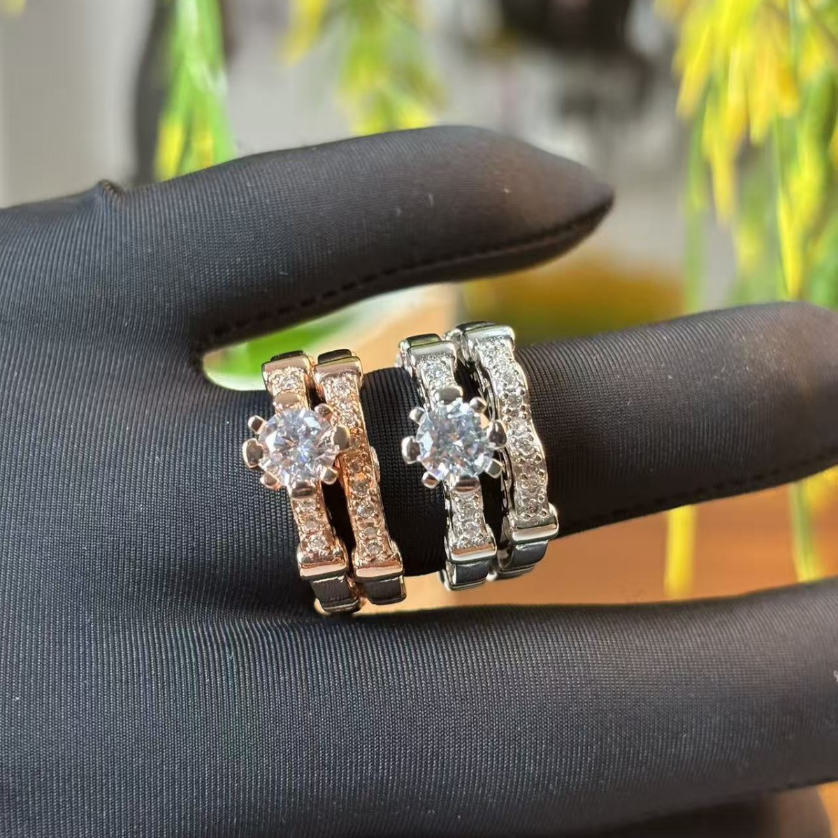 Gb European and American Engagement and Wedding Rings, a Set of Two Pieces, Couple Rings, Cross-Border Hot-Selling Retro Creative Open Rings