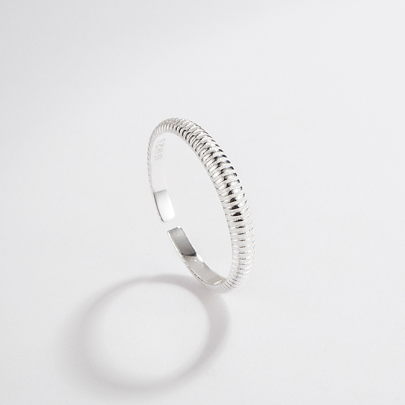 18K Gold Plated, Silver Plated Plating Material 18K Gold Plated Silver Plated 925 Sterling Silver Geometric Stripe Spiral Stripe Wide Band Rings Open Rings Rings