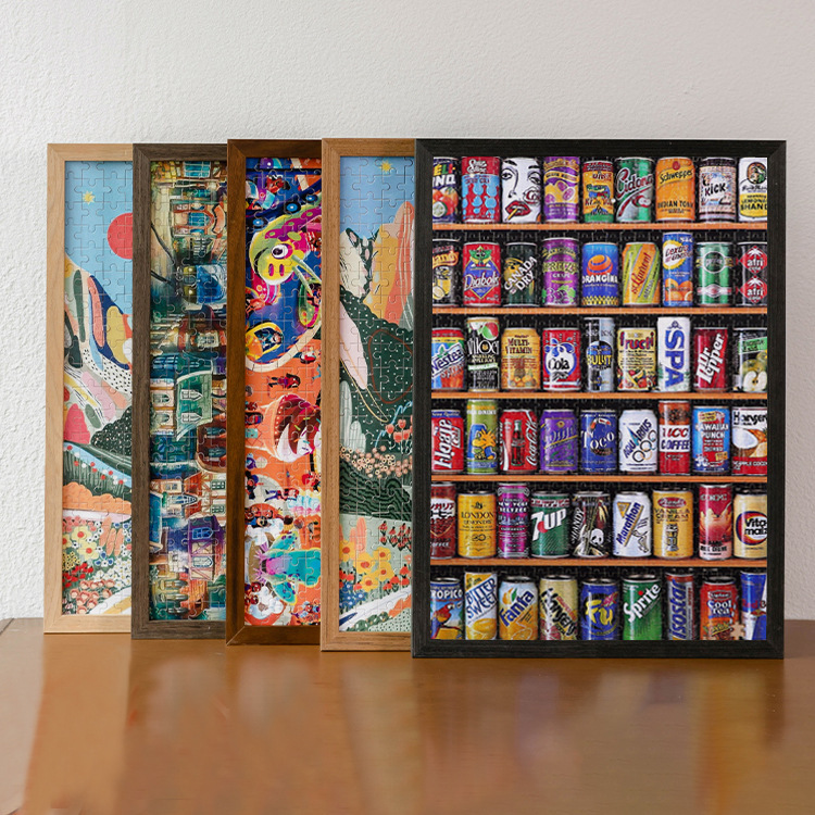 Solid Wood Winter Lamp Special Puzzle Photo Frame 70X50 Framed 1000 Pieces Large Photo Frame Wall Hanging 500 Pieces Picture Frame