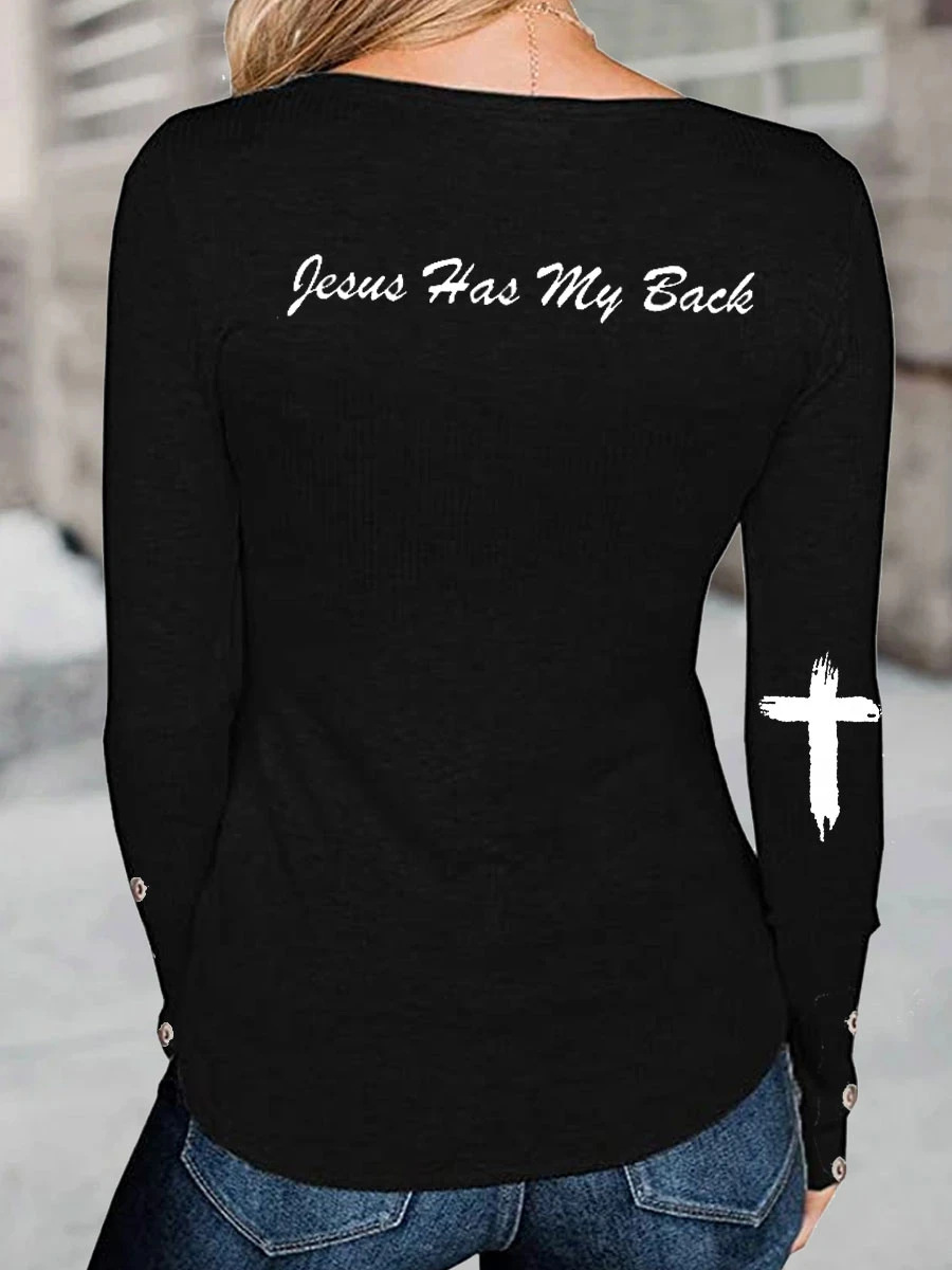 Comfort Function Regular Fit Fit Type Wholesale Women's Casual Cross Letter Heart Shape Long Sleeve Printing T-Shirts
