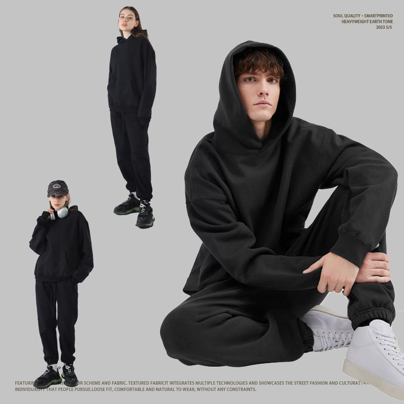 Colección caliente transfronteriza de ropa de hombre europea y americana otoño e invierno nuevos productos más terciopelo engrosado 350g traje de pantalón de suéter de hombre de marca de moda estadounidense