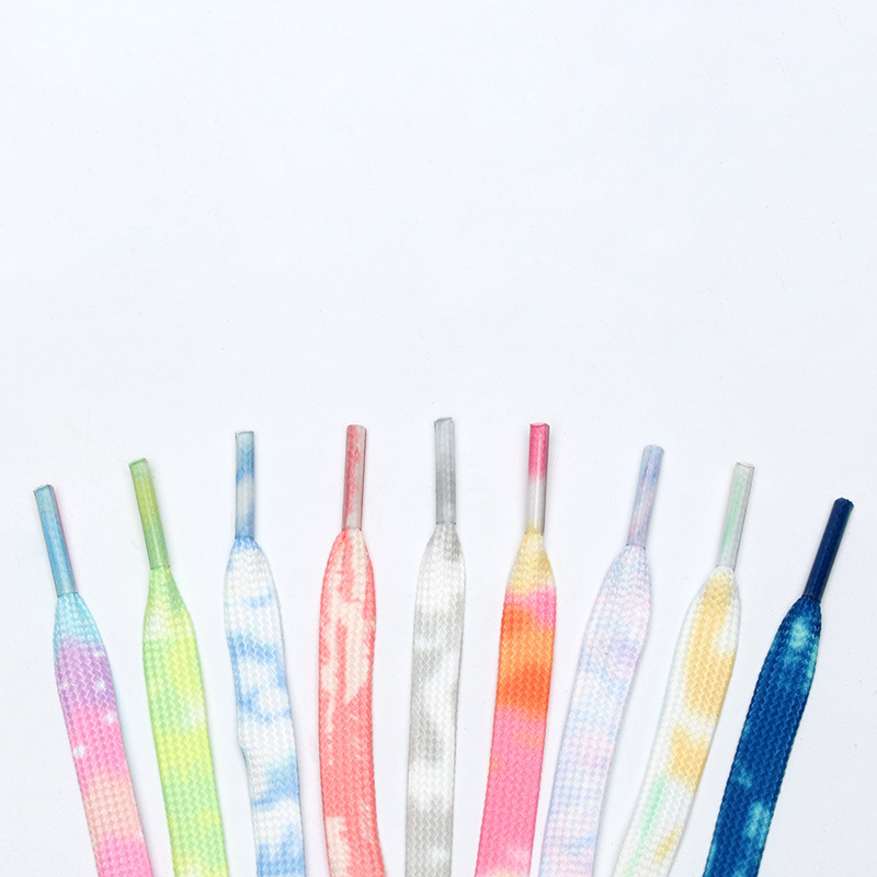 Tie-dye creative color flat shoelaces fit board shoes canvas shoes white shoes 1970s Air Force One sneaker