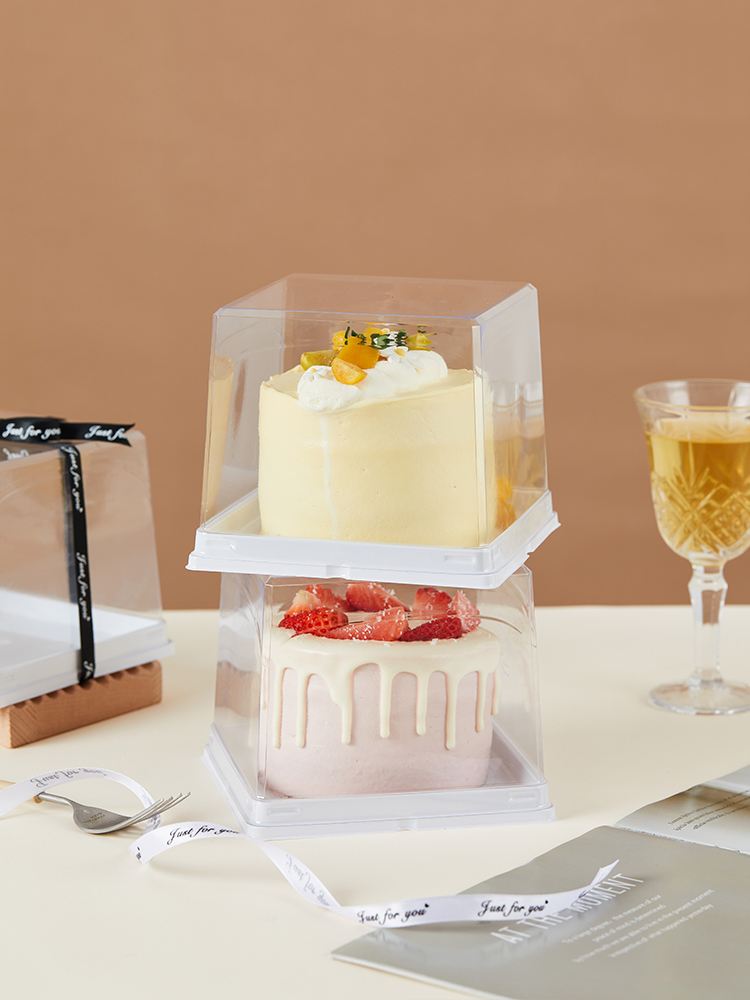 Caja de pastel de cuatro pulgadas, caja de mousse de fresa de tres pulgadas, 3 / 5 pulgadas, caja de embalaje de pastel de 4 pulgadas, caja de panadería transparente
