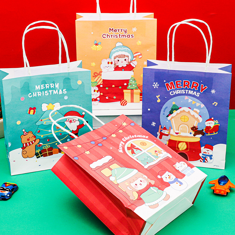 Christmas Gift Handbag Snowman Elk Kraft Paper Bag Gift Packaging Bag Christmas Eve Cartoon Gift Bag