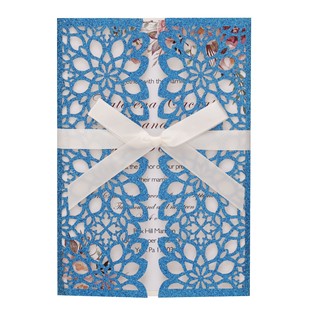 Amazon in stock European-style Wedding Powder Paper Hollow Punch Invitation Holiday Party Invitation Laser Greeting Card