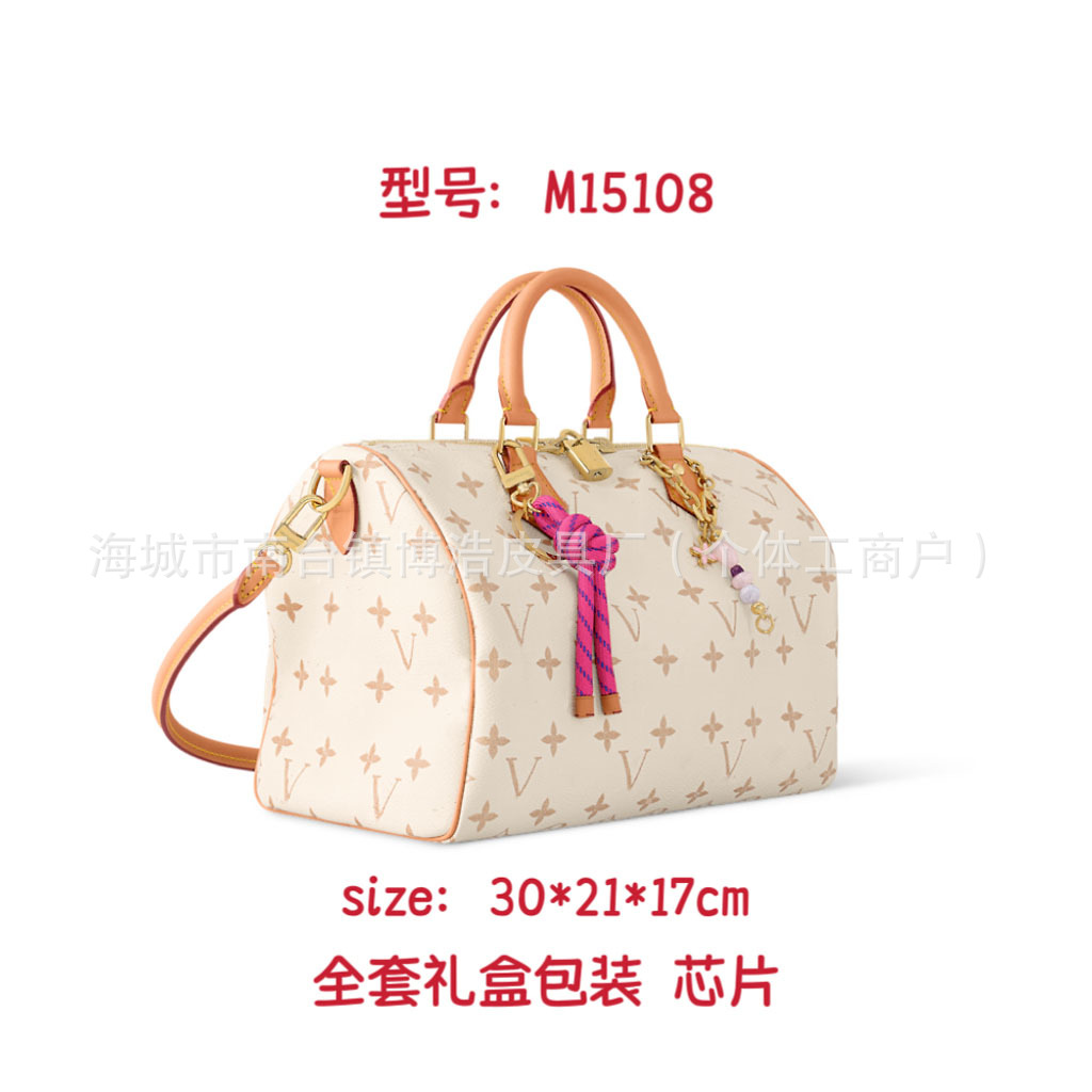 New Monogram Shoulder Bag Speedy 30 Crossbody Boston Pillow Bag Large Capacity Daily Commuter Bag For Women - Thumbnail 2