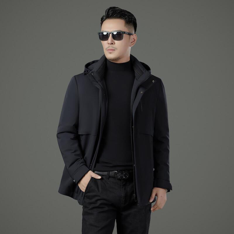 Brand Name Cold-Proof down Jacket, Thickened Coat, down Jacket for Middle-Aged Dads, Hooded Parka with Extreme Cold Protection Performance